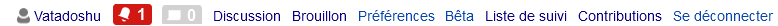 Liens à la disposition d'un utilisateur connecté avec notification.