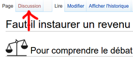 Positionnement de l'onglet de discussion.