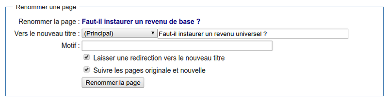 Présentation du formulaire de renommage