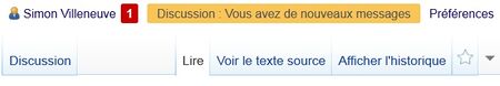 Aperçu de l'avertissement que vous recevrez si vous avez un nouveau message